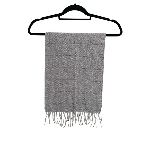 M Made In Italy Other - Men's Grey Checkered Herringbone 100% Wool Winter Scarf 12"x62" Made In‎ Italy